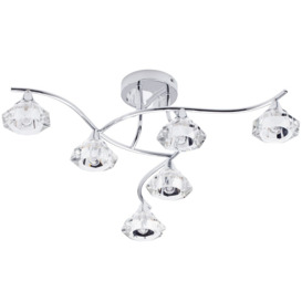 Large Sonic Bathroom Semi-Flush Ceiling Light, Chrome