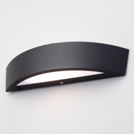 Albie Outdoor Curved LED Up and Down Wall Light, Black - thumbnail 3