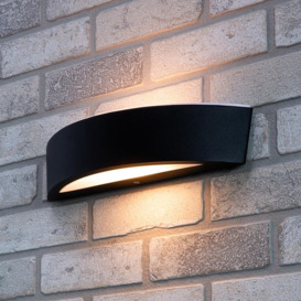 Albie Outdoor Curved LED Up and Down Wall Light, Black - thumbnail 2