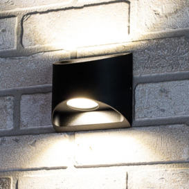 Oscar Outdoor LED Up and Down Wall Light, Black - thumbnail 2
