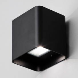 Cameron Outdoor LED Square Up and Down Wall Light, Black - thumbnail 3