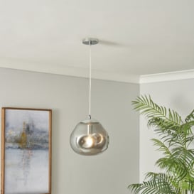 Wilder Ceiling Pendant Light with Smoked Glass Shade, Chrome - thumbnail 2
