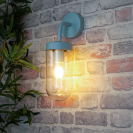 Chelsea Curved Arm Wall Light, Pale Blue - thumbnail 2