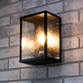 Douglas Outdoor Wall Light with Frosted Glass Panels, Black - thumbnail 2