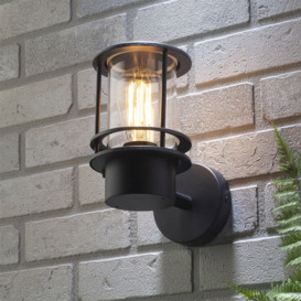 Canis Miners Style Outdoor Wall Lantern, Black - thumbnail 2