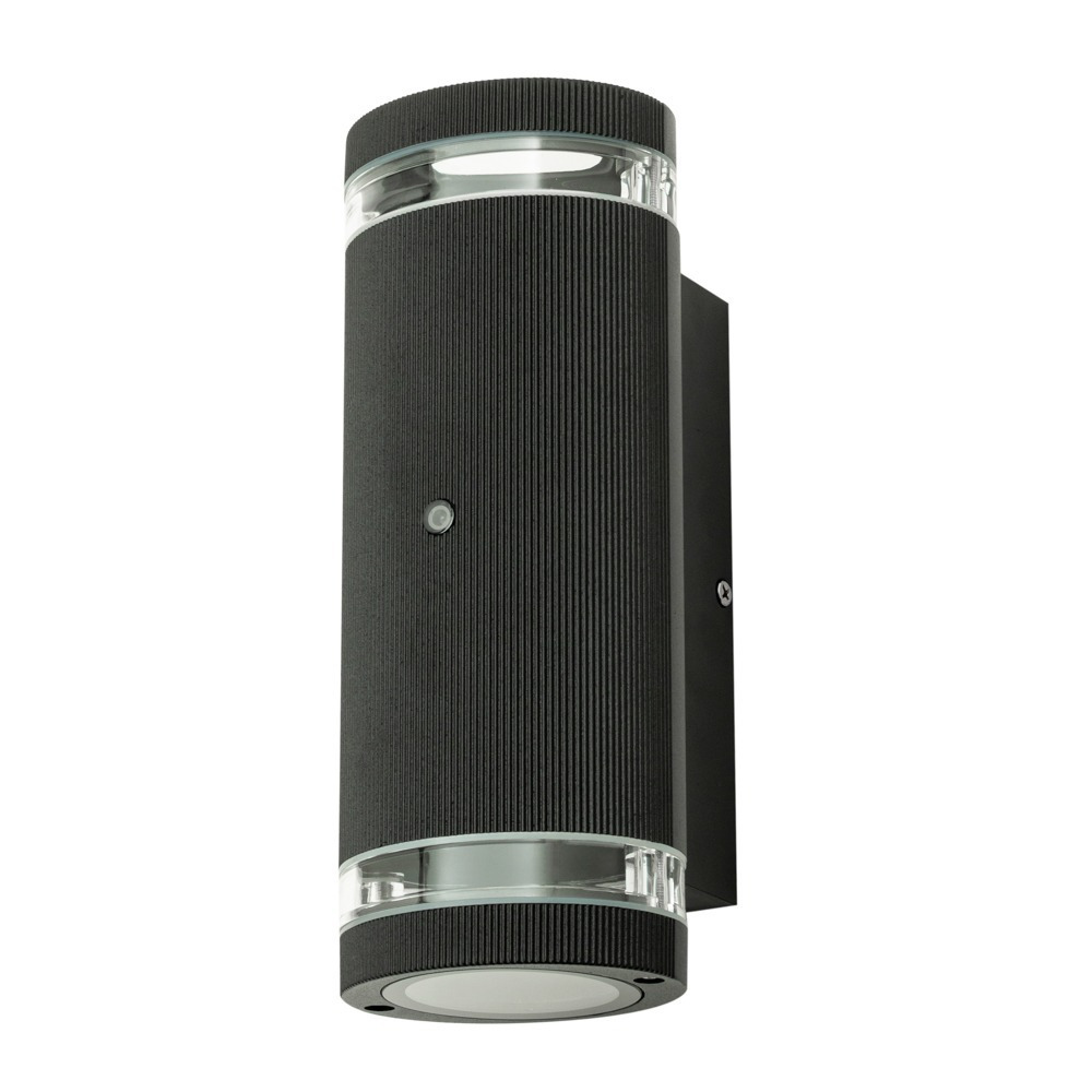 Murray Up and Down Outdoor Cylinder Wall Light with Photocell, Black - image 1