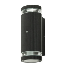 Murray Up and Down Outdoor Cylinder Wall Light with Photocell, Black - thumbnail 1