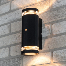 Murray Up and Down Outdoor Cylinder Wall Light with Photocell, Black - thumbnail 2