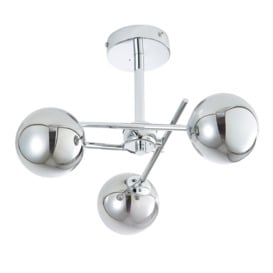 Nera Bathroom Cross Arm Semi Flush Ceiling Light, Chrome - thumbnail 1