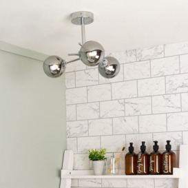 Nera Bathroom Cross Arm Semi Flush Ceiling Light, Chrome - thumbnail 2