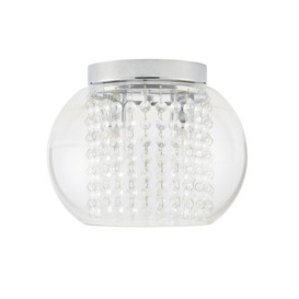 Lucia Cloche Bathroom Flush Ceiling Light, Chrome