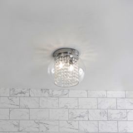 Lucia Cloche Bathroom Flush Ceiling Light, Chrome - thumbnail 2