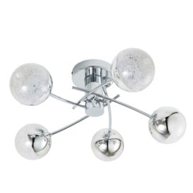 Sile Large LED Bathroom Semi Flush Ceiling Light, Chrome - thumbnail 1