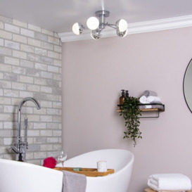 Sile Large LED Bathroom Semi Flush Ceiling Light, Chrome - thumbnail 2
