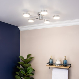 Cian Large LED Bathroom Flush Ceiling Light, Chrome - thumbnail 2