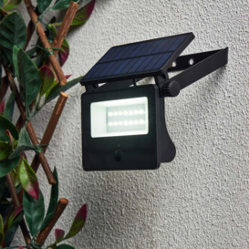 Solar Powered LED Outdoor Security Wall Light with PIR Sensor, Black - thumbnail 2