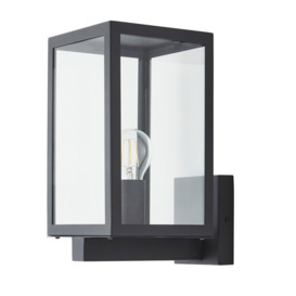Mateo Glass Panel Outdoor Wall Light, Anthracite - thumbnail 1