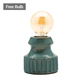 Tizzo Retro Vessel Table Lamp with 95mm Bulb, Teal - thumbnail 1