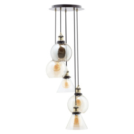 Carter Industrial Style Ceiling Cluster Pendant, Bronze - thumbnail 1