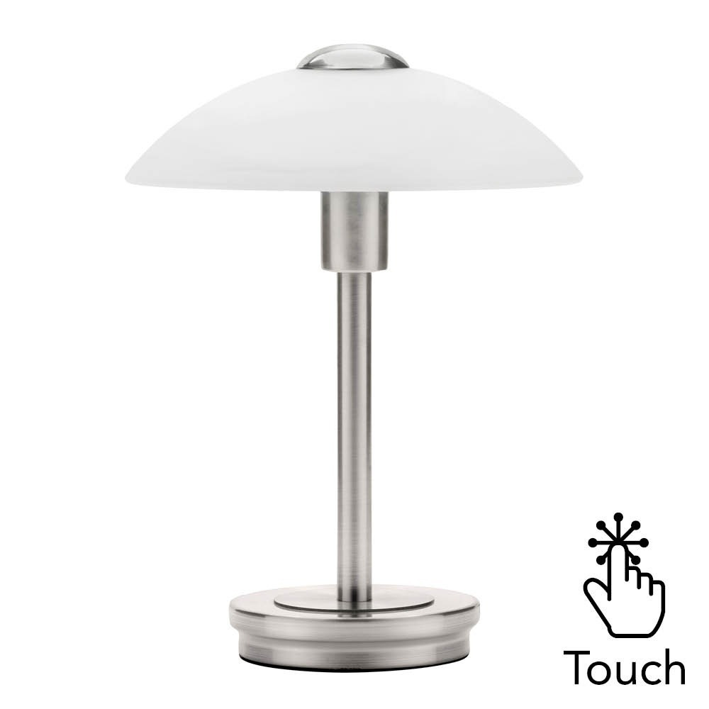 Archie Touch Lamp, Satin Nickel and Alabaster - image 1