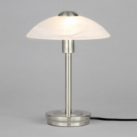 Archie Touch Lamp, Satin Nickel and Alabaster - thumbnail 3