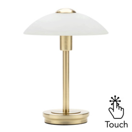 Archie Touch Lamp, Satin Brass and Alabaster - thumbnail 1