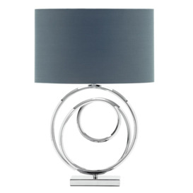 Saturn Swirl Base Table Lamp with Grey Shade, Chrome - thumbnail 1
