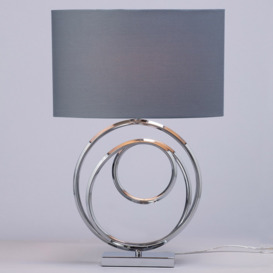 Saturn Swirl Base Table Lamp with Grey Shade, Chrome - thumbnail 3