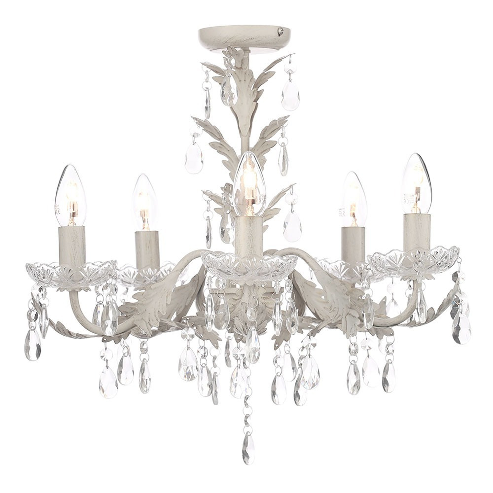 Paisley Flush Chandelier, Cream and Gold - image 1