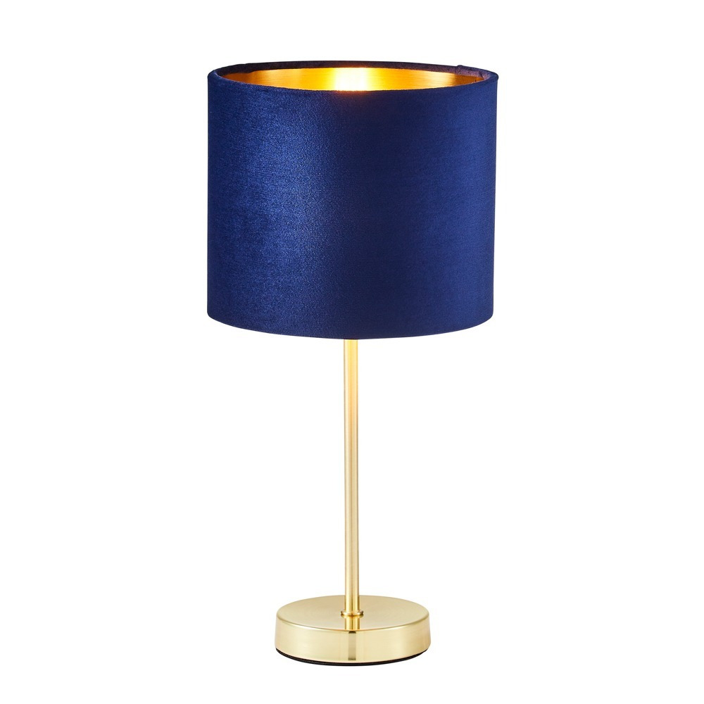 Velvet Table Lamp, Navy and Brass - image 1