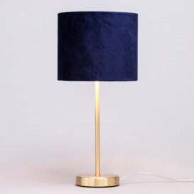 Velvet Table Lamp, Navy and Brass - thumbnail 3