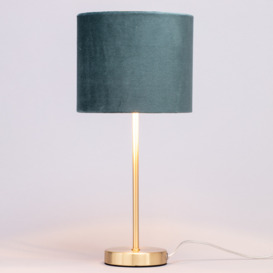 Velvet Table Lamp, Teal and Brass - thumbnail 3