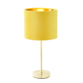 Velvet Table Lamp, Ochre and Brass - thumbnail 1