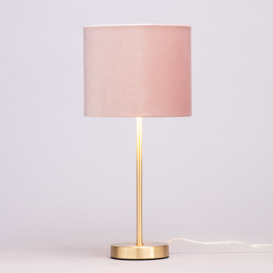 Velvet Table Lamp, Pink and Brass - thumbnail 3