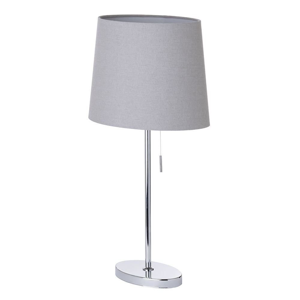 Bryant Oval Table Lamp with Grey Shade, Chrome - image 1