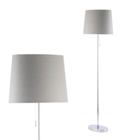 Bryant Oval Floor Lamp with Grey Shade, Chrome - thumbnail 1