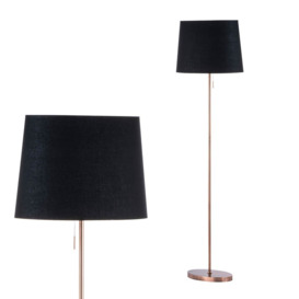 Bryant Oval Floor Lamp with Black Shade, Copper - thumbnail 1