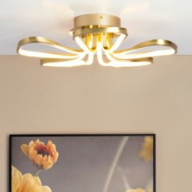 Alvar Petals LED Flush Ceiling Light, Satin Brass - thumbnail 2