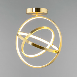 Ingel Rings Orbital LED Flush Ceiling Light, Satin Brass - thumbnail 3