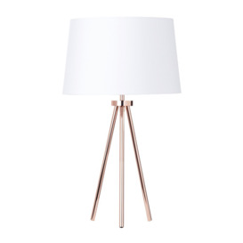 Tristan Tripod Table Lamp, Copper and White - thumbnail 1