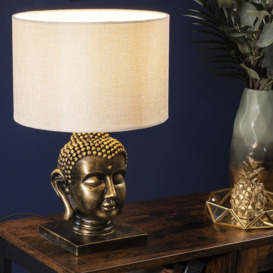 Buddha Table Lamp, Gold - thumbnail 2