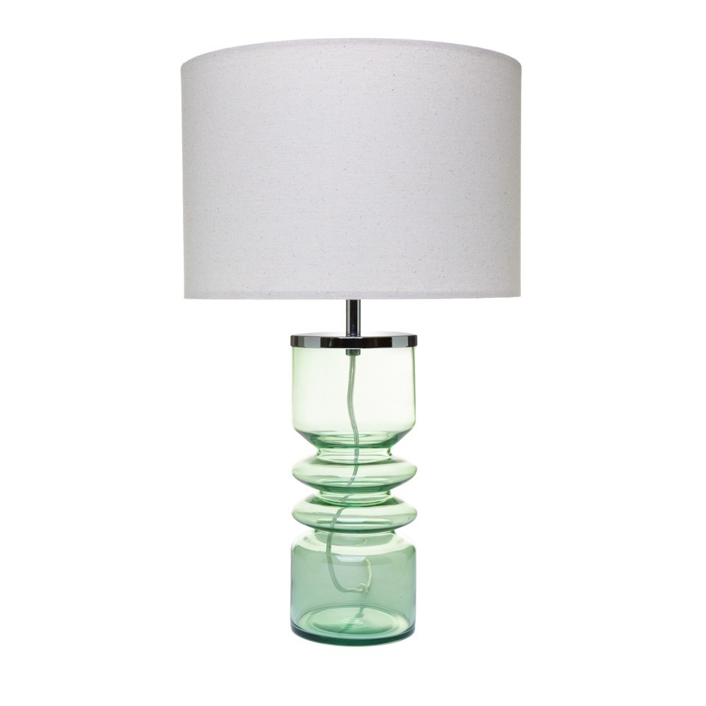 Willow Ribbed Glass Table Lamp, Green - image 1