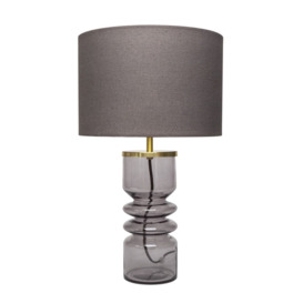 Willow Ribbed Glass Table Lamp, Smoke
