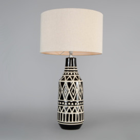 Odin Tribal Ceramic Table Lamp, Black - thumbnail 3