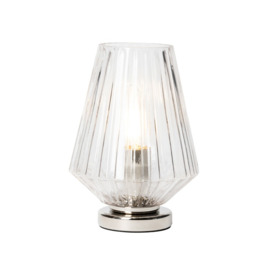 Poplar Small Vessel Table Lamp with Clear Shade, Chrome