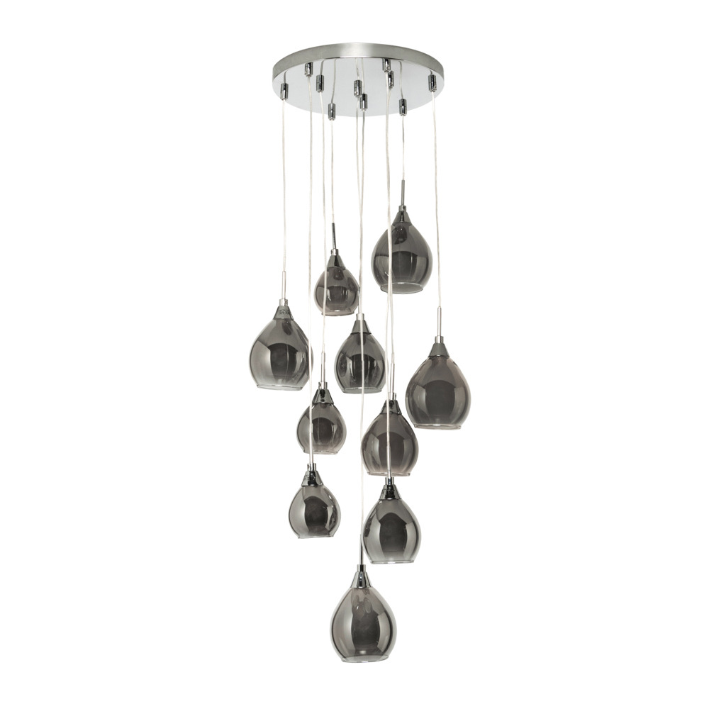 Carmella Cluster Ceiling Pendant with Smoked and Frosted Shades, Satin Chrome - image 1