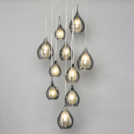 Carmella Cluster Ceiling Pendant with Smoked and Frosted Shades, Satin Chrome - thumbnail 3