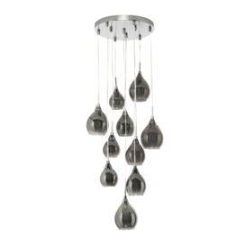 Carmella Cluster Ceiling Pendant with Smoked and Frosted Shades, Satin Chrome - thumbnail 1