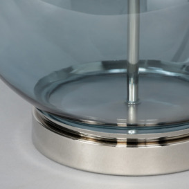 Metro Blue Glass Sphere Table Lamp, Nickel - thumbnail 3
