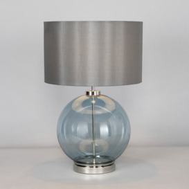 Metro Blue Glass Sphere Table Lamp, Nickel - thumbnail 2